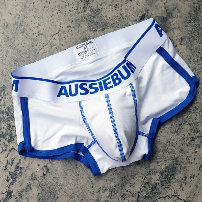 AUSSIEBUM Men's boxers U convex design jockstrap Panties College style youth solid color sexy small boxer shorts