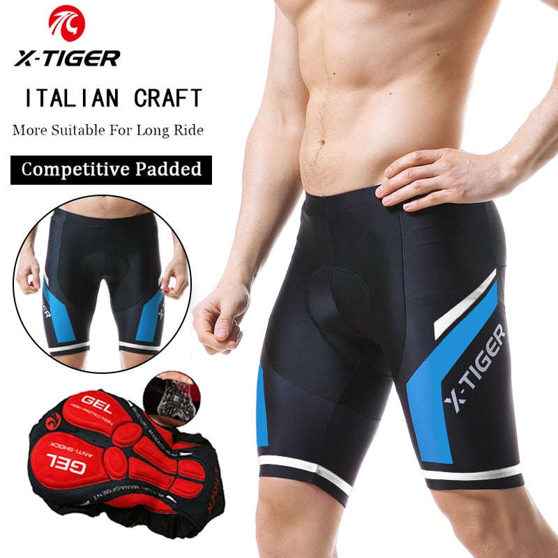 X-TIGER Men's Cycling Shorts Coolmax 5D Padded Bicycles Riding Pants Shockproof MTB Bike Shorts Biking Cycle Wear Tights