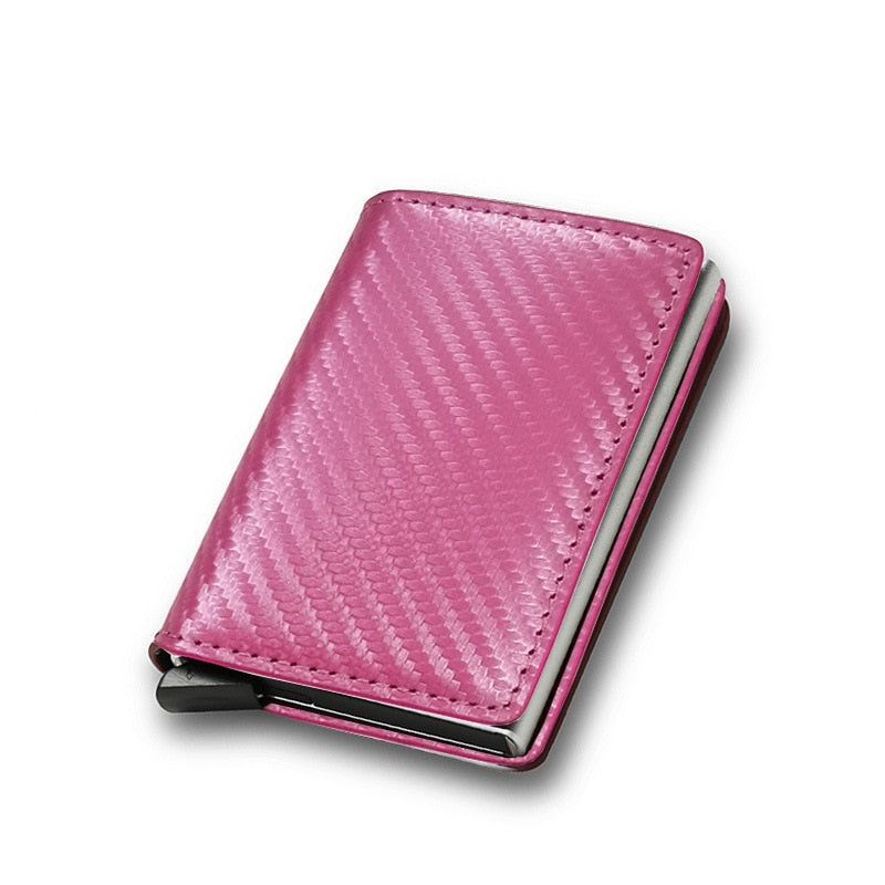 Customized Name Credit Card Holder Men Woman Smart Wallet RFID Cardholder Carbon Fiber Leather