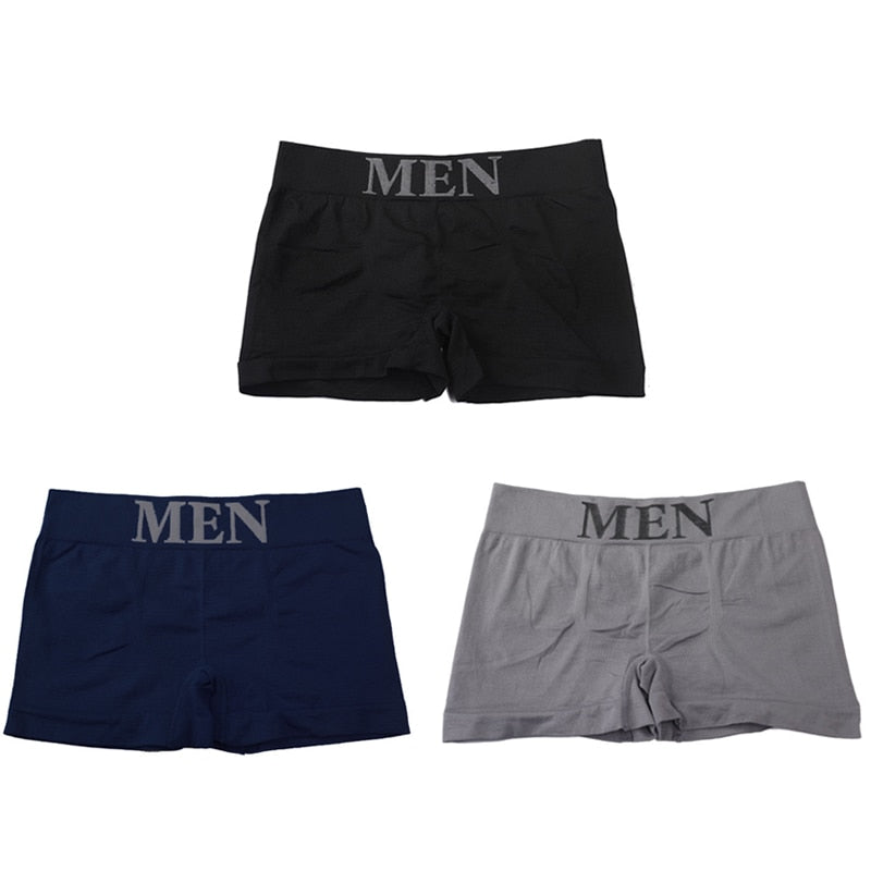 3Pcs/Lot Men's Panties Underwear Boxers Breathable Man Boxer Solid Underpants Comfortable Male Brand Shorts Black Blue Underwear