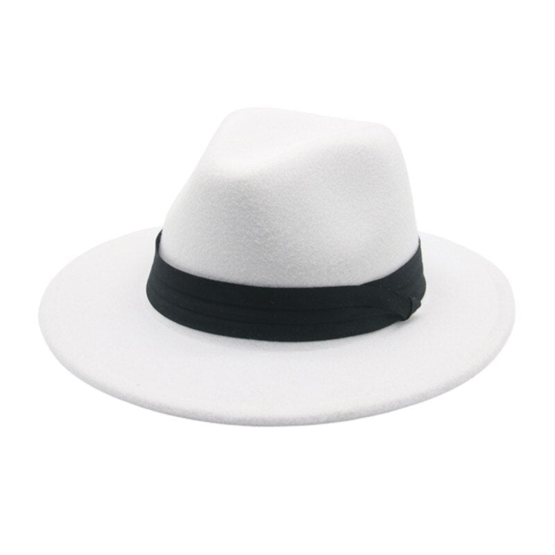 Fedora Hats for Men Hats for Women Winter Hats White Black with Band Belt Wedding Felted Outdoor Women Hats Sombreros De Mujer