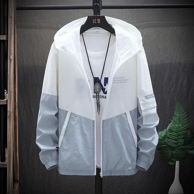 Hip Hop Mens Windbreaker Jacket Spring Patchwork Color Block Sportswear Coats Women Fashion Loose Thin College Jackets 2022