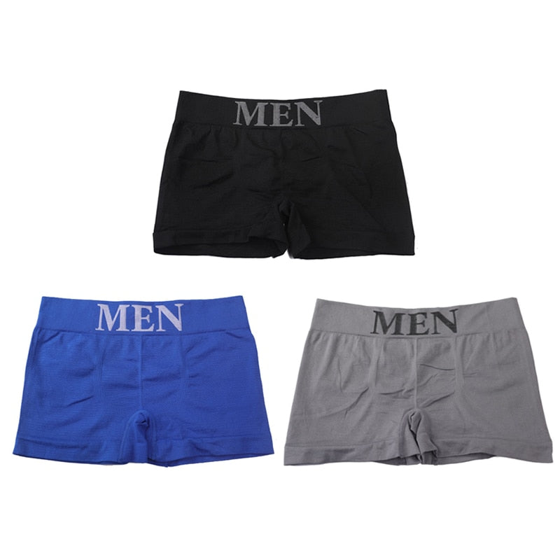 3Pcs/Lot Men's Panties Underwear Boxers Breathable Man Boxer Solid Underpants Comfortable Male Brand Shorts Black Blue Underwear