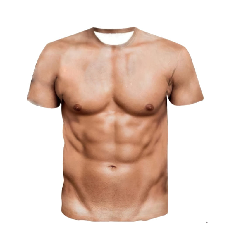 Men's Fashion Funny Muscular Men T-Shirt 3D Printing