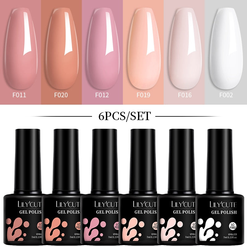 LILYCUTE 6Pcs/Set Macaron Gel Nail Polish Set