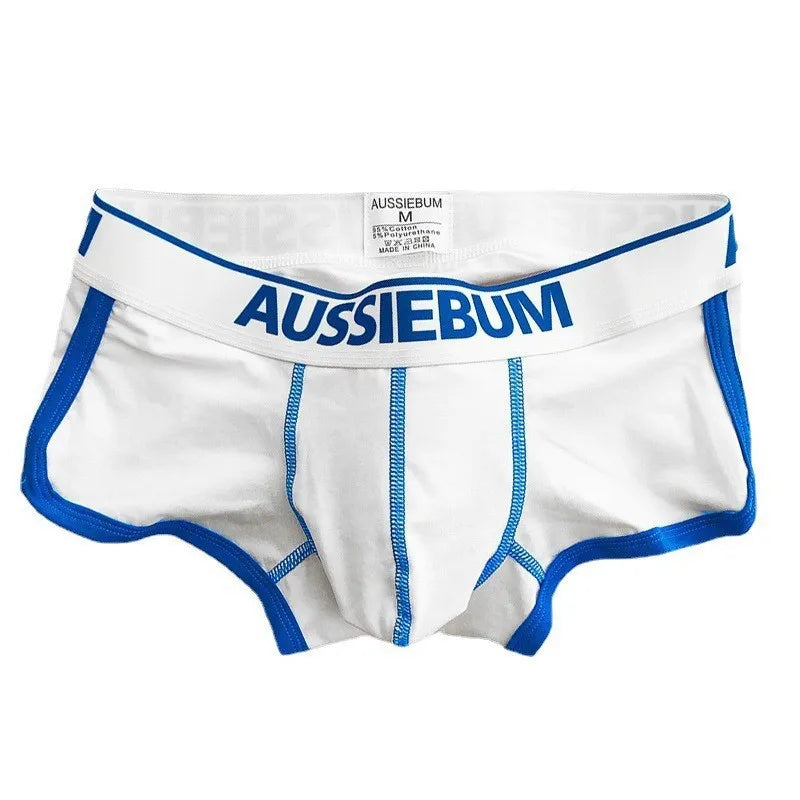 AUSSIEBUM Men's boxers U convex design jockstrap Panties College style youth solid color sexy small boxer shorts