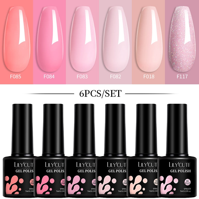 LILYCUTE 6Pcs/Set Macaron Gel Nail Polish Set