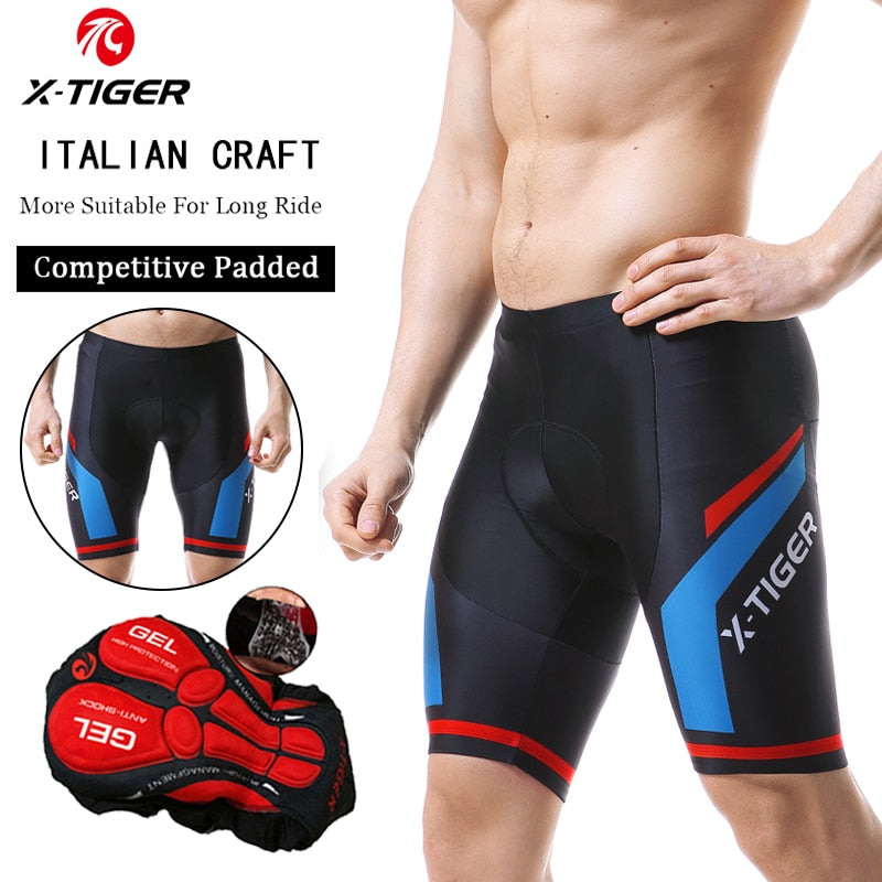 X-TIGER Men's Cycling Shorts Coolmax 5D Padded Bicycles Riding Pants Shockproof MTB Bike Shorts Biking Cycle Wear Tights