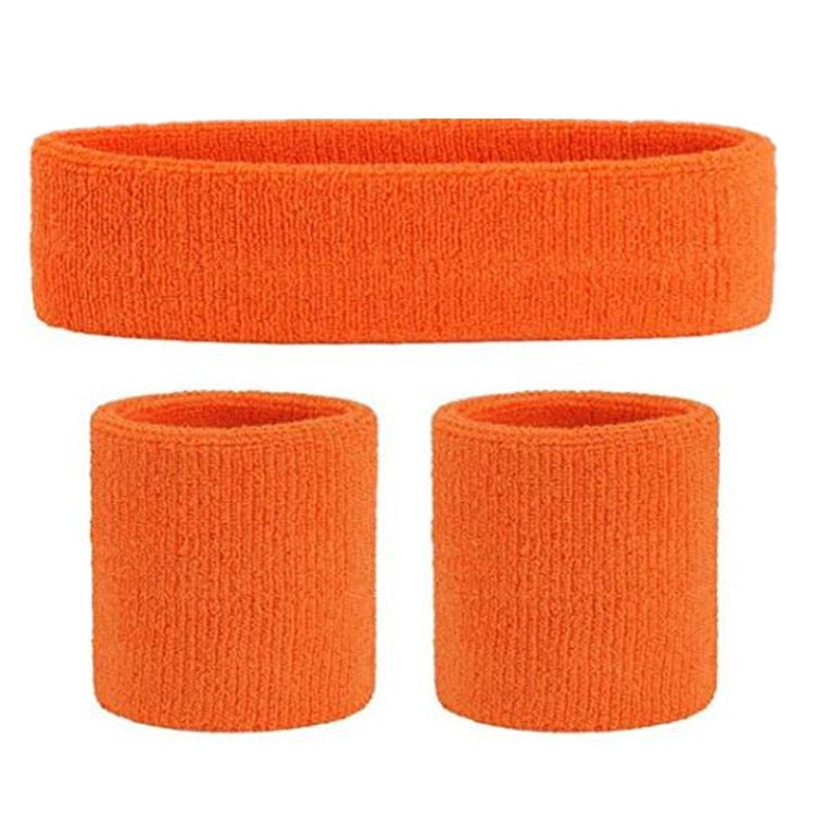 3PCs/set Mens Sports Headband Sweatband Stretch Elastic Outdoor Sport Sweat Headband Wristband Women Gym Running Tennis Headwrap