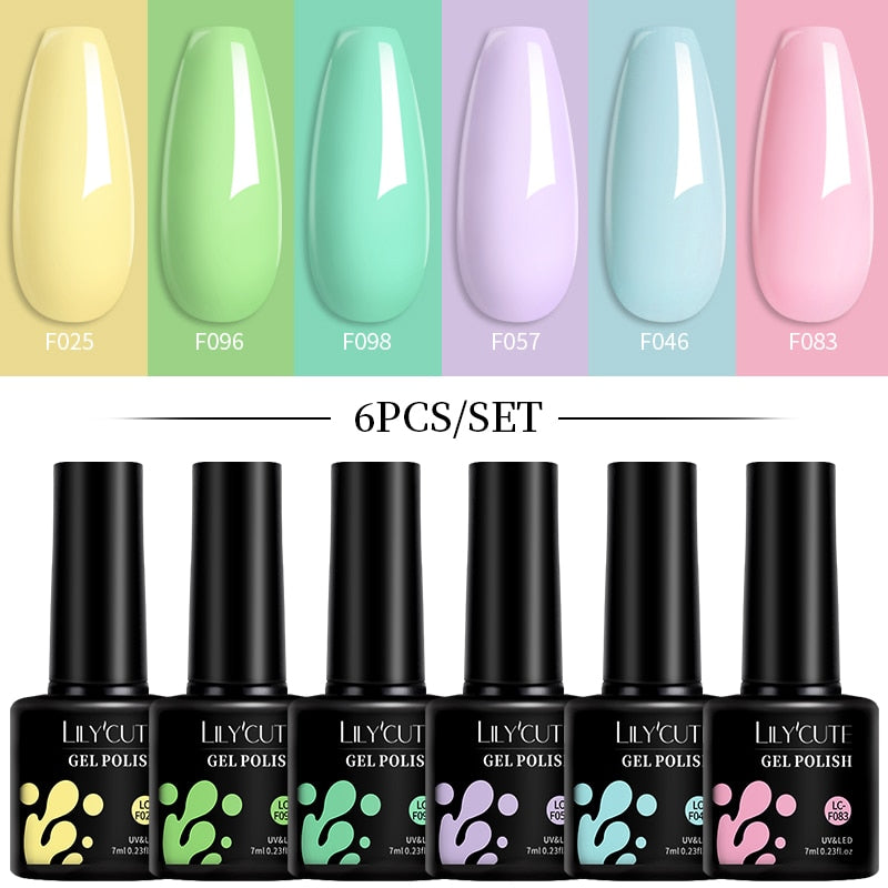 LILYCUTE 6Pcs/Set Macaron Gel Nail Polish Set