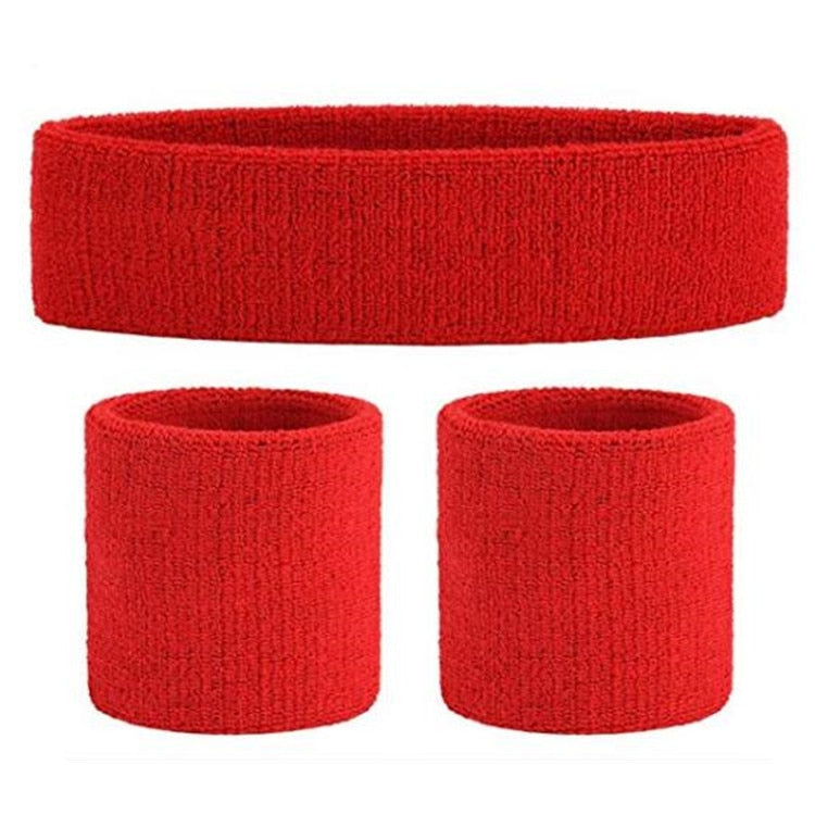 3PCs/set Mens Sports Headband Sweatband Stretch Elastic Outdoor Sport Sweat Headband Wristband Women Gym Running Tennis Headwrap