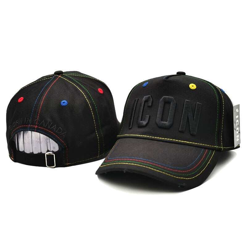 Custom Branded Hats ICON Letters Black Mens Womens Hats Baseball Caps High Quality Cotton Unisex Adjustable Baseball Caps