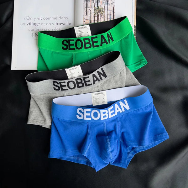 3pcs/lot Men's underwear cotton boxer shorts Summer breathable Japanese style solid color U bag Comfortable youth