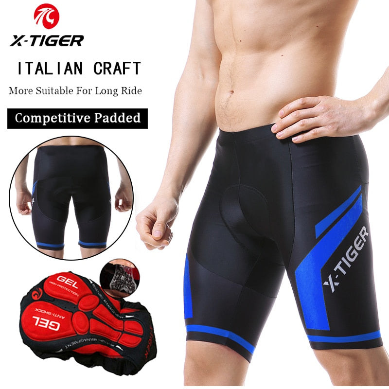 X-TIGER Men's Cycling Shorts Coolmax 5D Padded Bicycles Riding Pants Shockproof MTB Bike Shorts Biking Cycle Wear Tights