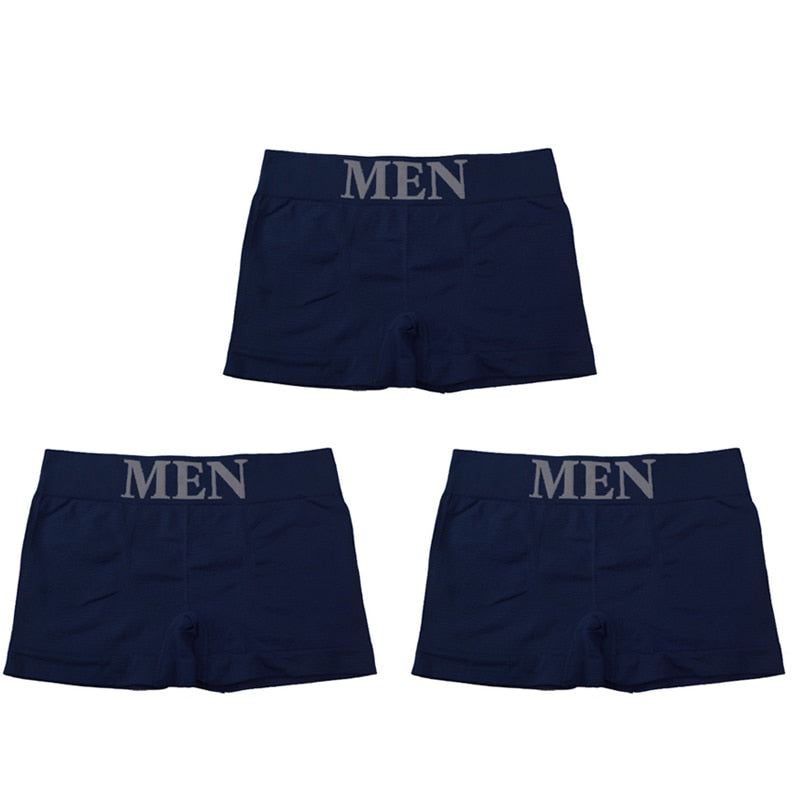 3Pcs/Lot Men's Panties Underwear Boxers Breathable Man Boxer Solid Underpants Comfortable Male Brand Shorts Black Blue Underwear