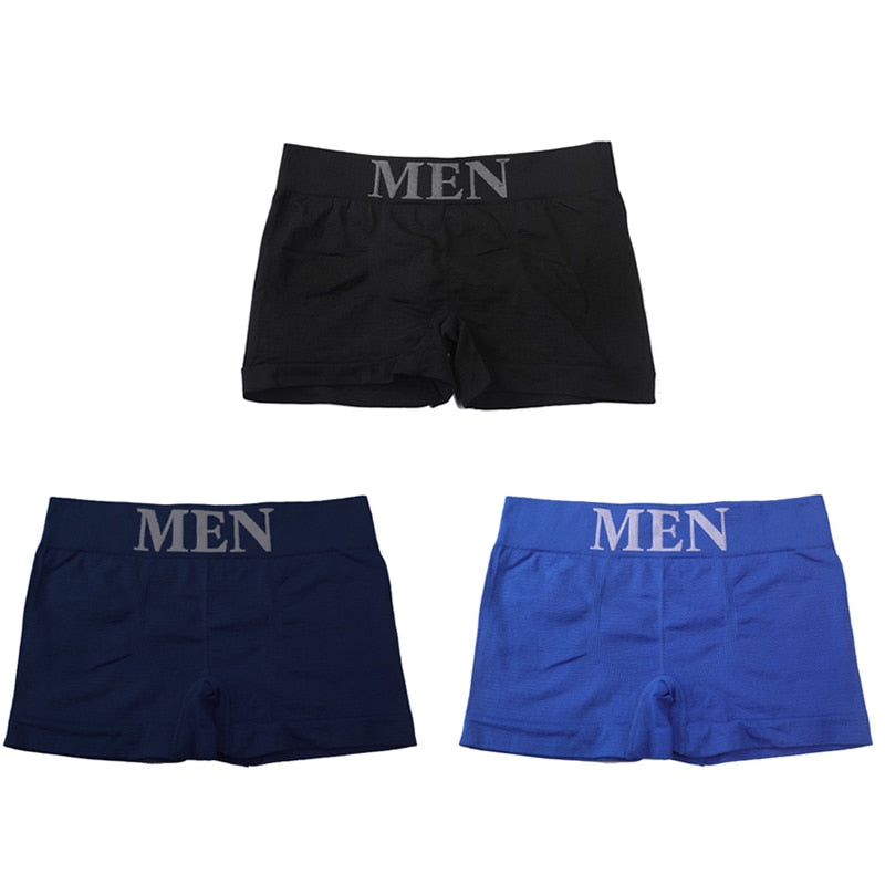 3Pcs/Lot Men's Panties Underwear Boxers Breathable Man Boxer Solid Underpants Comfortable Male Brand Shorts Black Blue Underwear