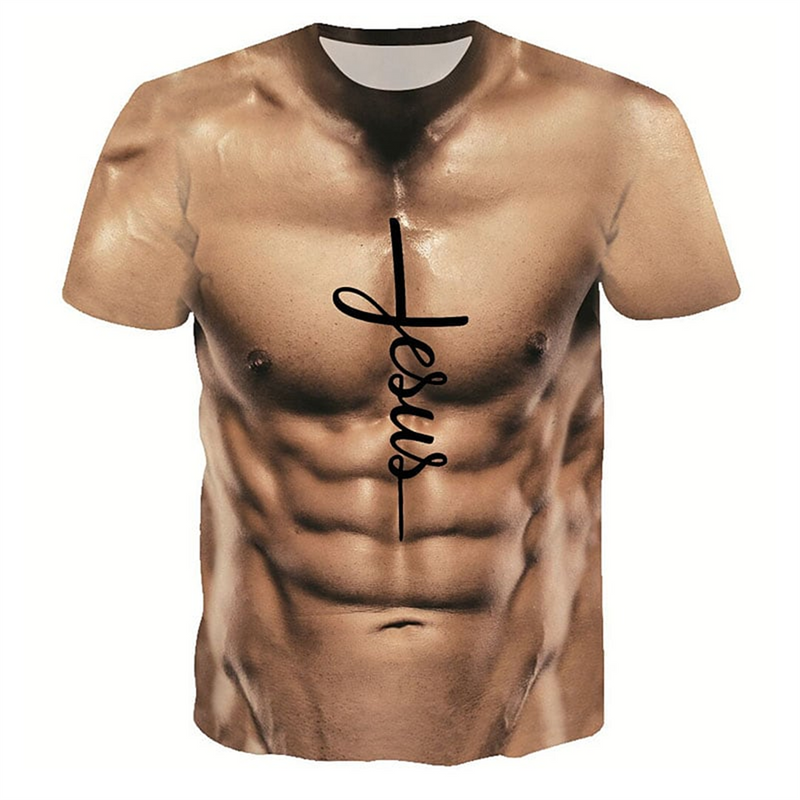 Men's Fashion Funny Muscular Men T-Shirt 3D Printing