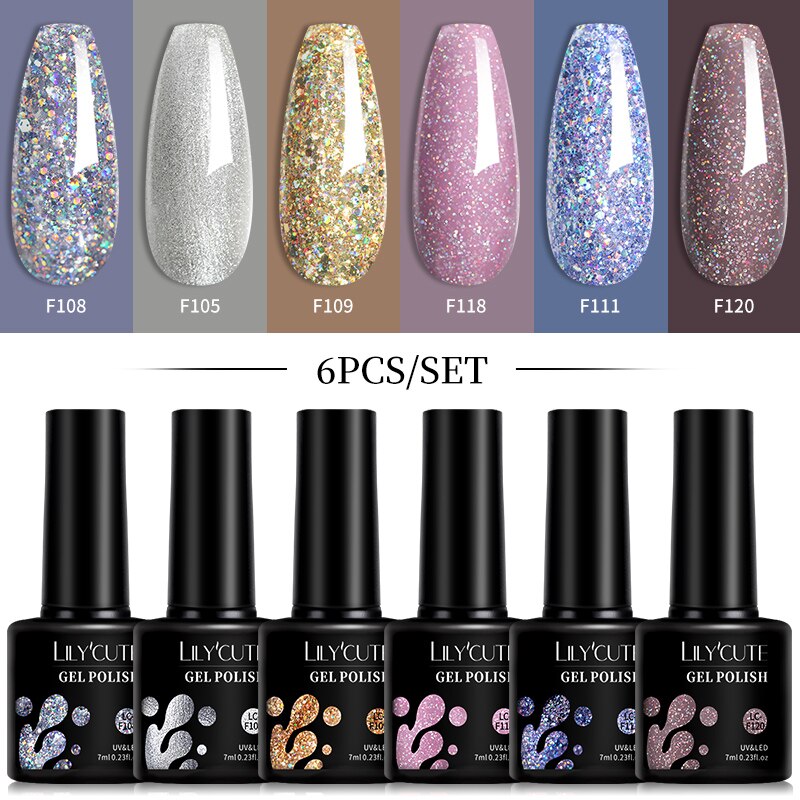 LILYCUTE 6Pcs/Set Macaron Gel Nail Polish Set