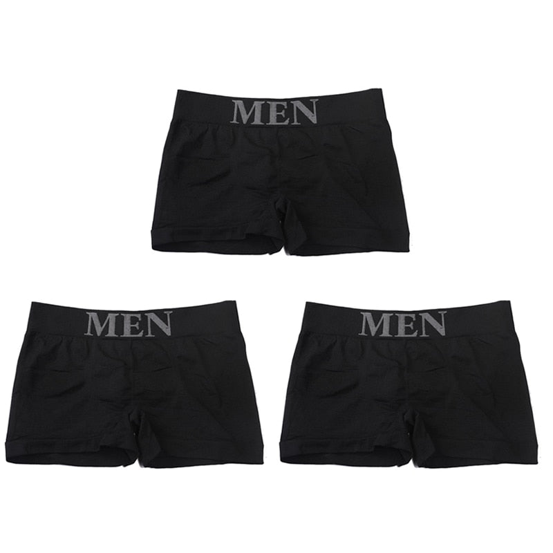 3Pcs/Lot Men's Panties Underwear Boxers Breathable Man Boxer Solid Underpants Comfortable Male Brand Shorts Black Blue Underwear