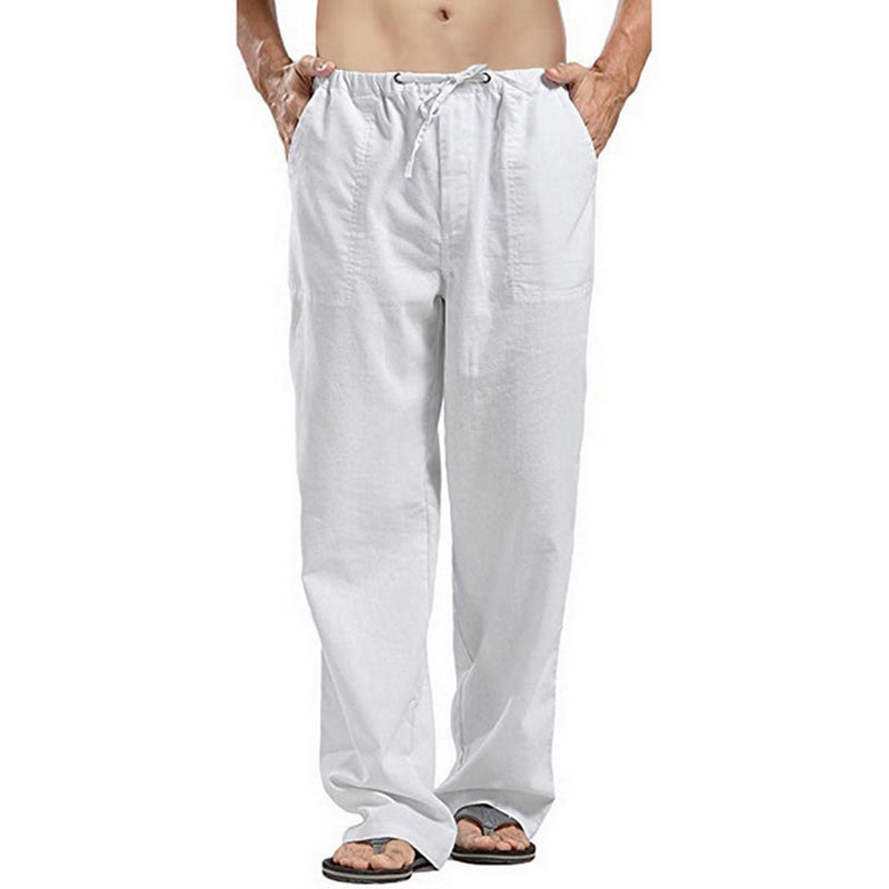 Men's Cotton Linen Pants Summer Solid Color Breathable