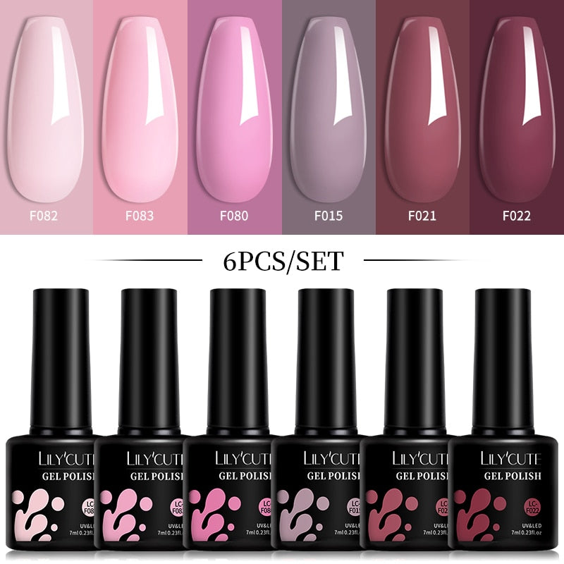 LILYCUTE 6Pcs/Set Macaron Gel Nail Polish Set