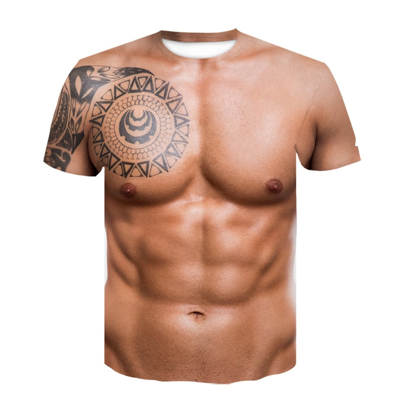 Men's Fashion Funny Muscular Men T-Shirt 3D Printing