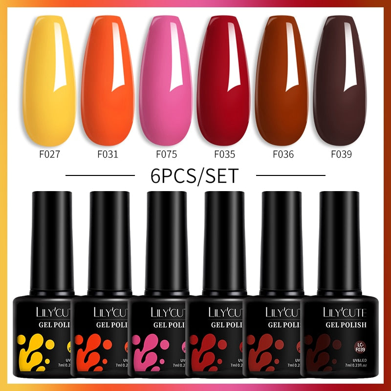 LILYCUTE 6Pcs/Set Macaron Gel Nail Polish Set