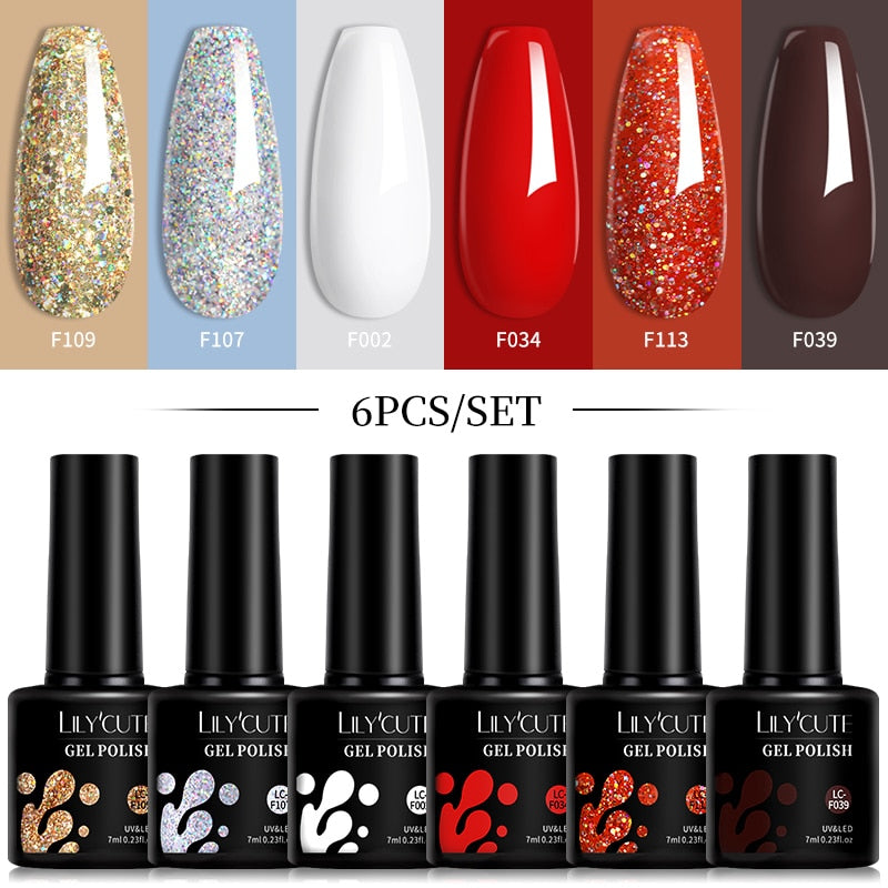 LILYCUTE 6Pcs/Set Macaron Gel Nail Polish Set