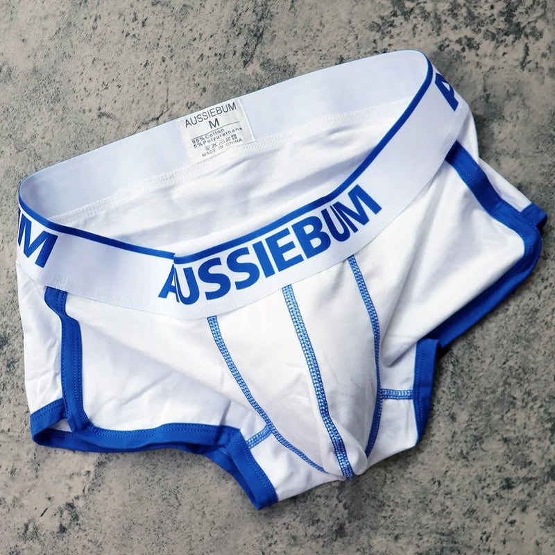 AUSSIEBUM Men's boxers U convex design jockstrap Panties College style youth solid color sexy small boxer shorts