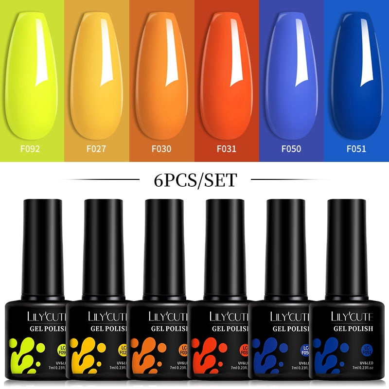 LILYCUTE 6Pcs/Set Macaron Gel Nail Polish Set