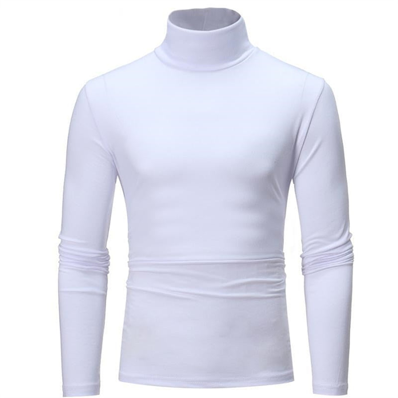 Fashion Men's Casual Slim Fit Basic Turtleneck High Collar Pullover