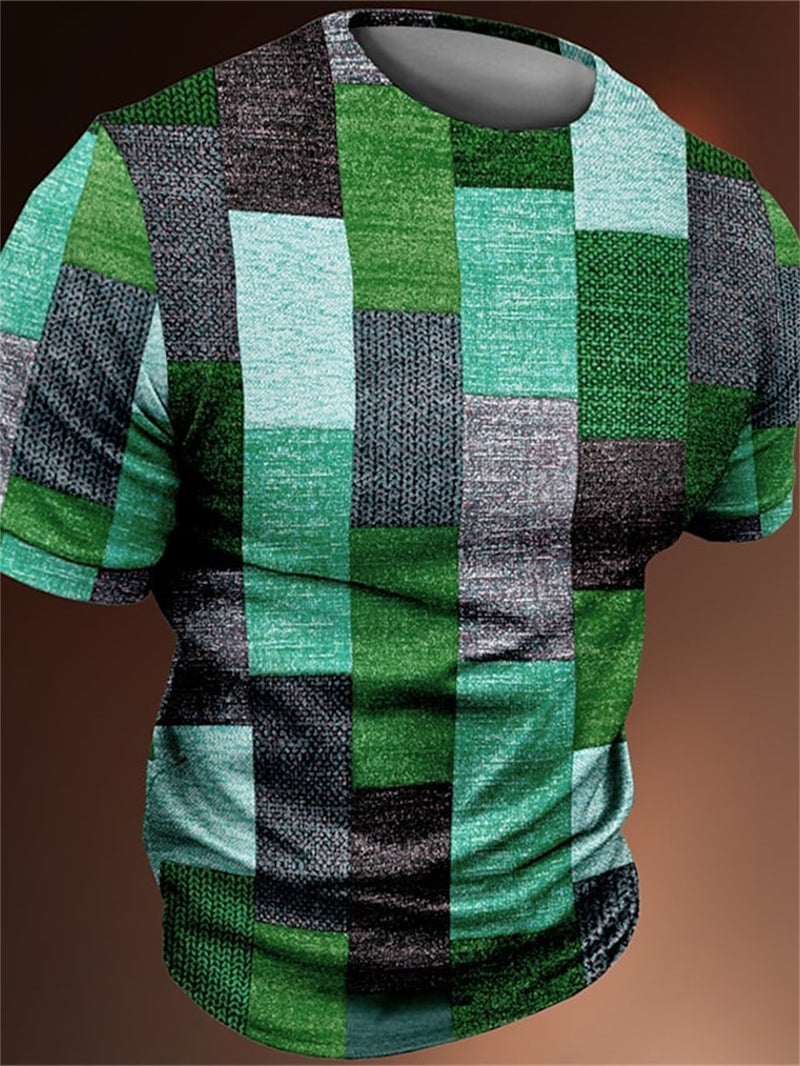 Vintage Men's T-shirt 3d Fashion Patchwork Print T Shirt