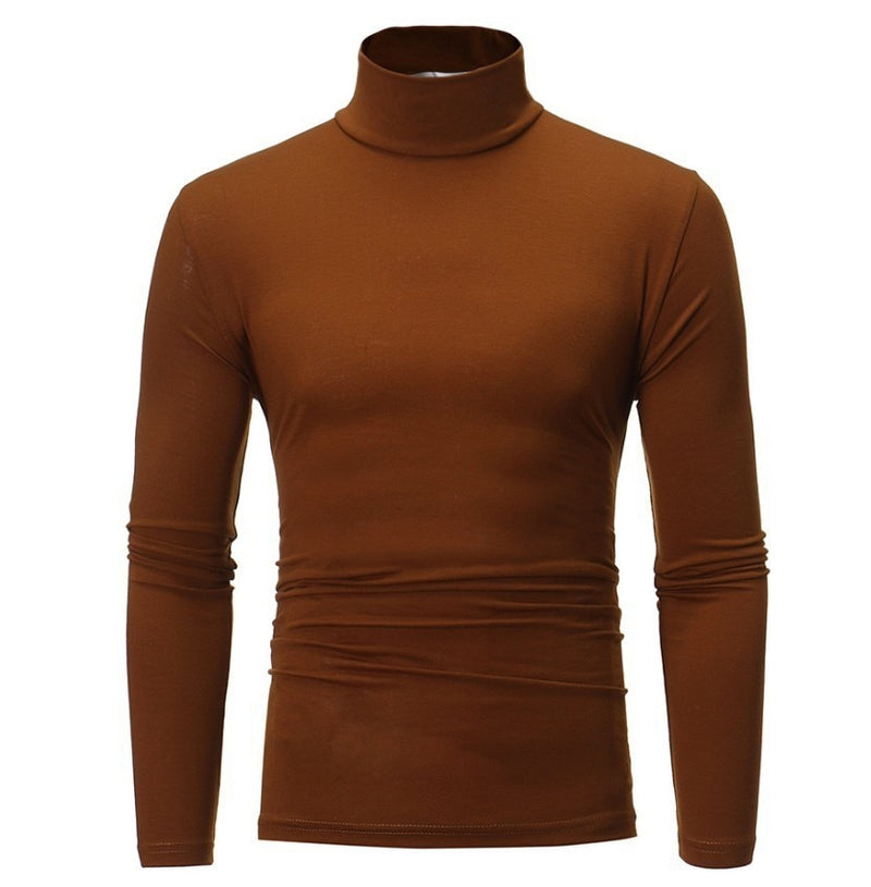 Fashion Men's Casual Slim Fit Basic Turtleneck High Collar Pullover