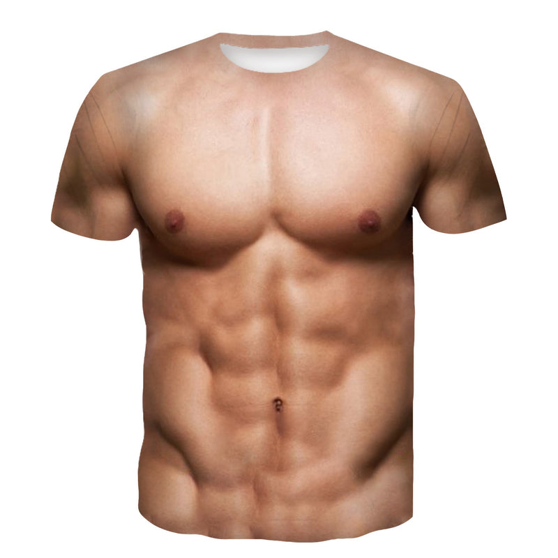 Men's Fashion Funny Muscular Men T-Shirt 3D Printing