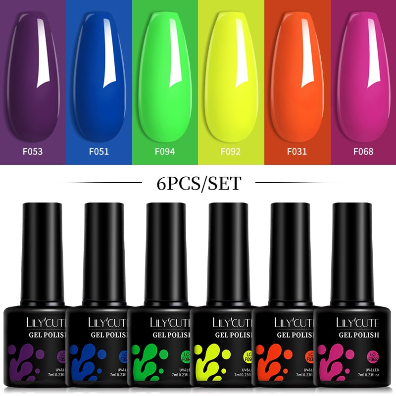 LILYCUTE 6Pcs/Set Macaron Gel Nail Polish Set