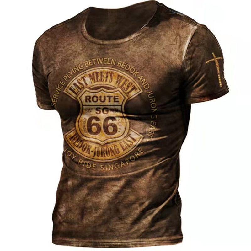 Vintage T Shirts for Men 3D Print  American Tee Top Short Sleeve