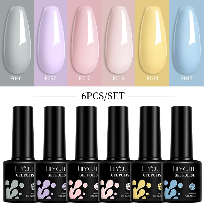 LILYCUTE 6Pcs/Set Macaron Gel Nail Polish Set