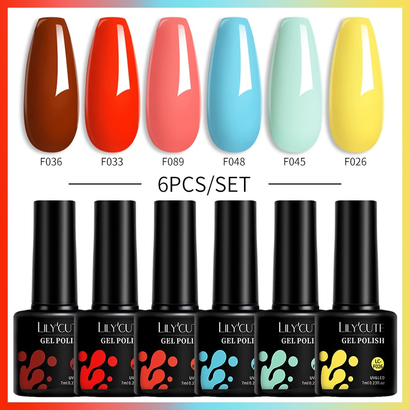 LILYCUTE 6Pcs/Set Macaron Gel Nail Polish Set