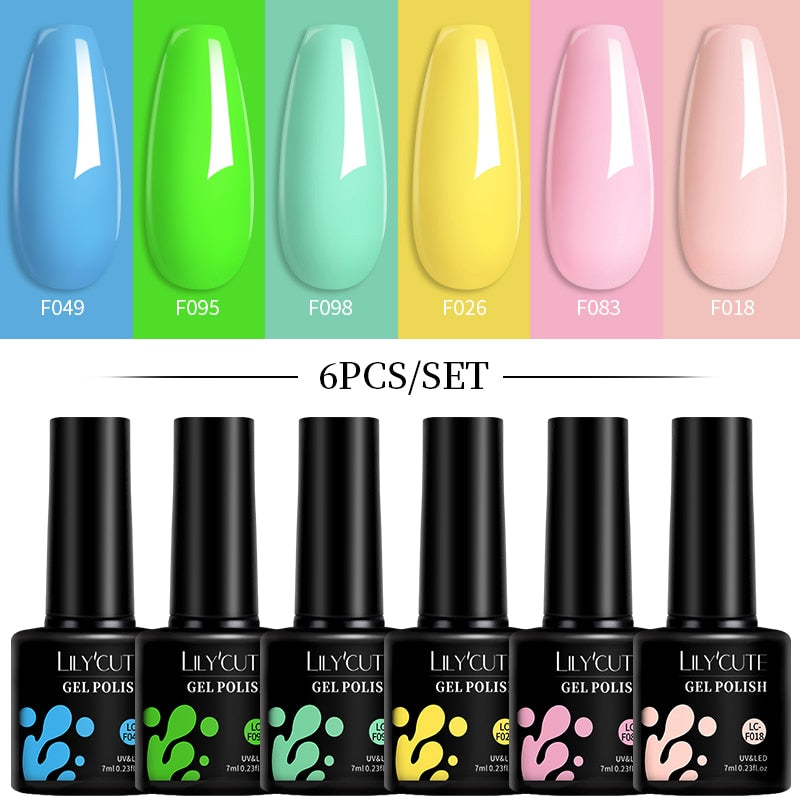 LILYCUTE 6Pcs/Set Macaron Gel Nail Polish Set