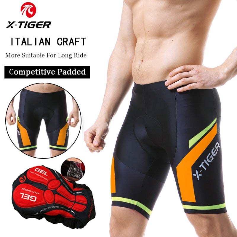 X-TIGER Men's Cycling Shorts Coolmax 5D Padded Bicycles Riding Pants Shockproof MTB Bike Shorts Biking Cycle Wear Tights