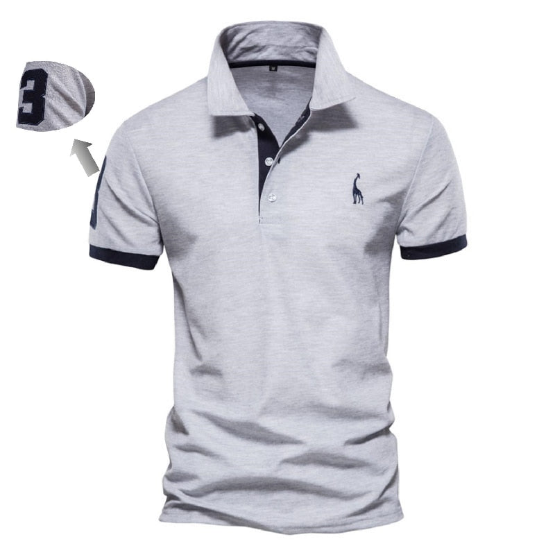 AIOPESON Embroidery 35% Cotton Polo Shirts for Men Casual Solid