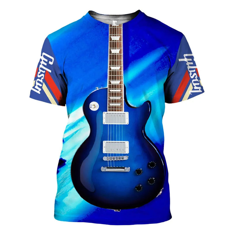 Jazz Men's T-Shirt 3D Print Sax Guitar Clarinet T Shirt Classic