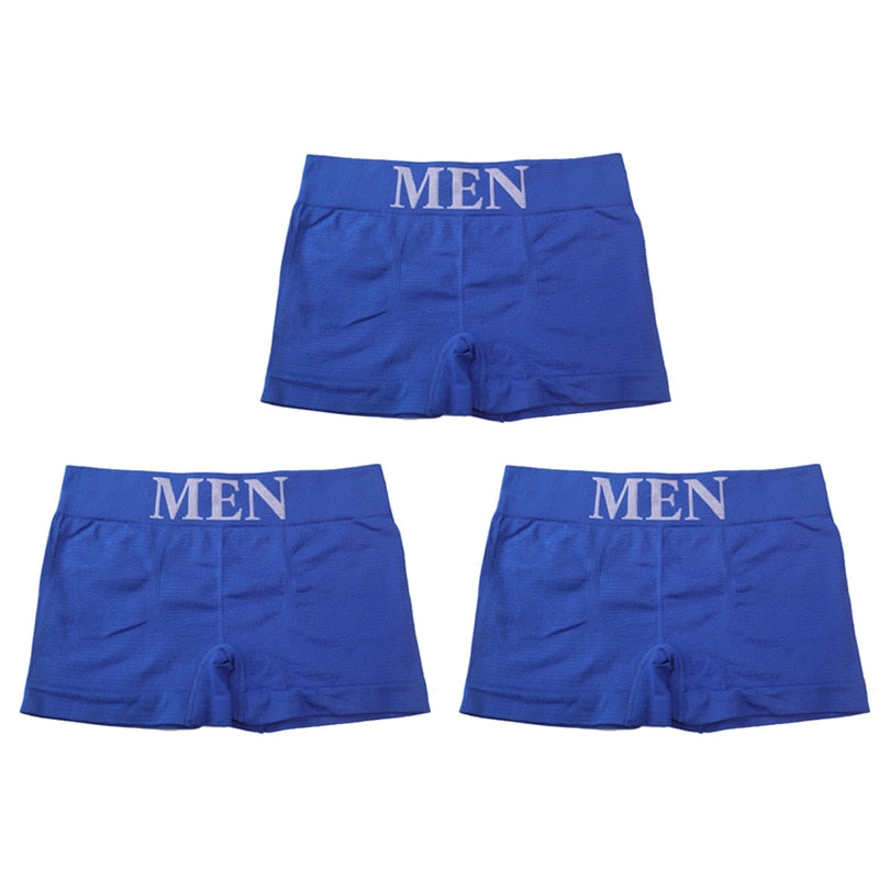 3Pcs/Lot Men's Panties Underwear Boxers Breathable Man Boxer Solid Underpants Comfortable Male Brand Shorts Black Blue Underwear