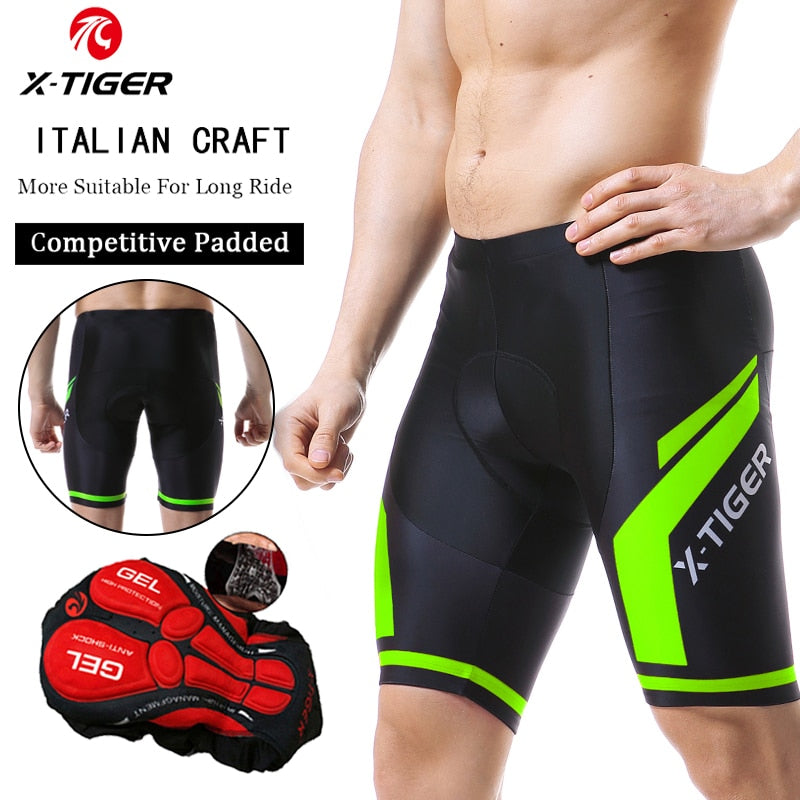 X-TIGER Men's Cycling Shorts Coolmax 5D Padded Bicycles Riding Pants Shockproof MTB Bike Shorts Biking Cycle Wear Tights