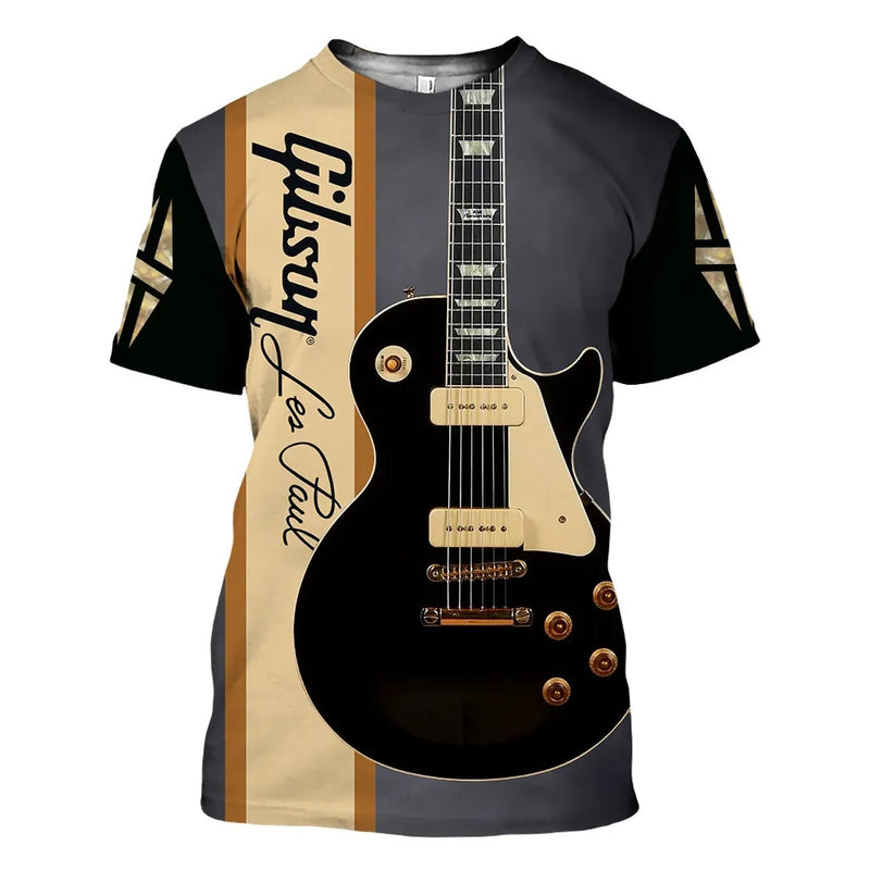 Jazz Men's T-Shirt 3D Print Sax Guitar Clarinet T Shirt Classic