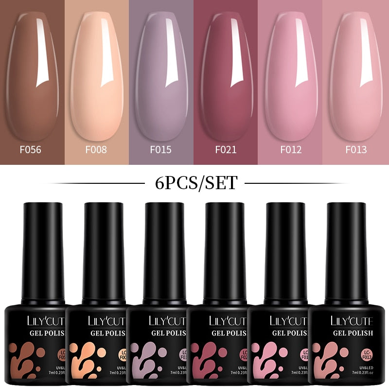 LILYCUTE 6Pcs/Set Macaron Gel Nail Polish Set