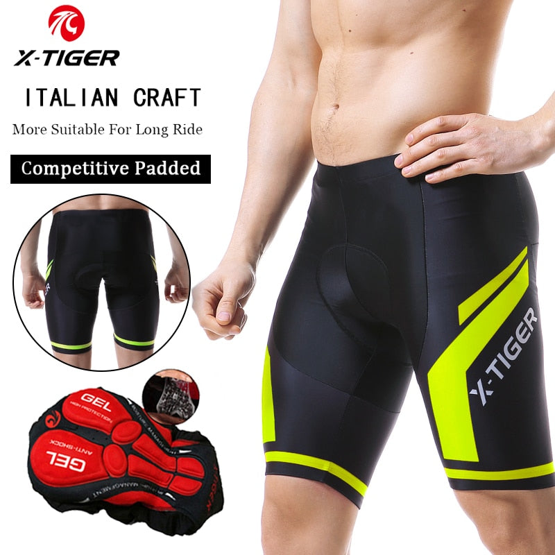 X-TIGER Men's Cycling Shorts Coolmax 5D Padded Bicycles Riding Pants Shockproof MTB Bike Shorts Biking Cycle Wear Tights