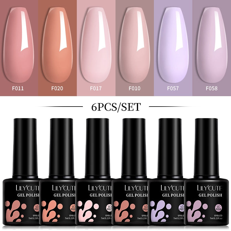 LILYCUTE 6Pcs/Set Macaron Gel Nail Polish Set