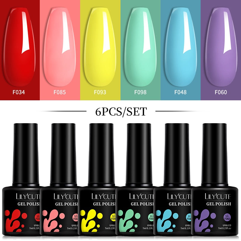 LILYCUTE 6Pcs/Set Macaron Gel Nail Polish Set