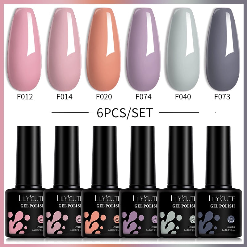 LILYCUTE 6Pcs/Set Macaron Gel Nail Polish Set